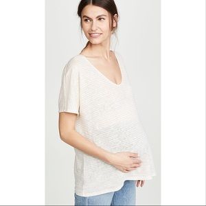 HATCH Linen Perfect Vee Tee, Sunshine Stripe (OS)